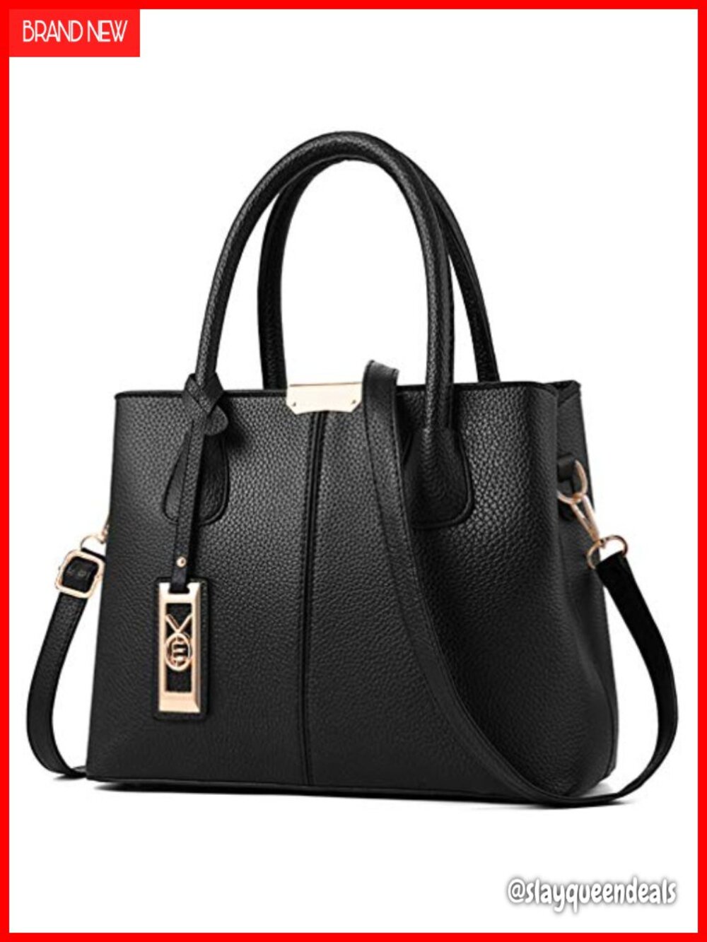 PU Leather Satchel Handbag Tote Crossbody Shoulder Bag Detachable Strap